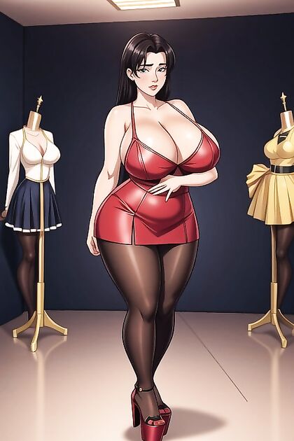 Full Body View, Deep V Neckline, High Heel Fetish in Hentai AIPorn