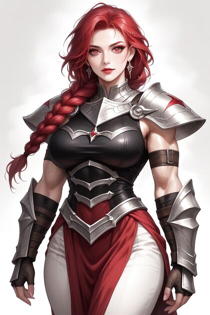 Healthy Armor-Wearing Babe with Red Armpit Hair in Steamy Hentai Picture
