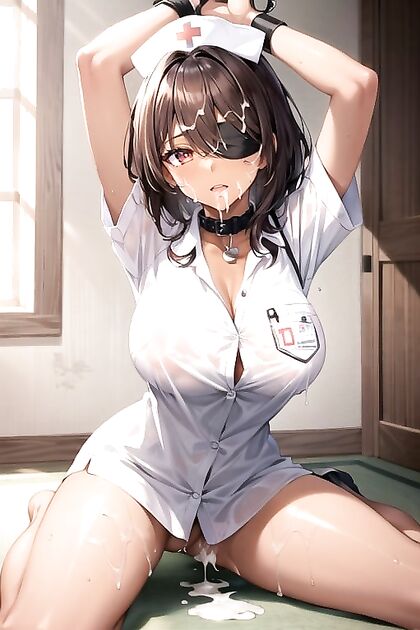 Ash-Haired Beauty Takes Cum in Mouth in  Hentai Blowjob Image