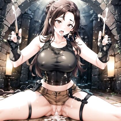 Lara Croft from Tomb Raider Gets  Ahegao Picture in Thick-Line Hentai