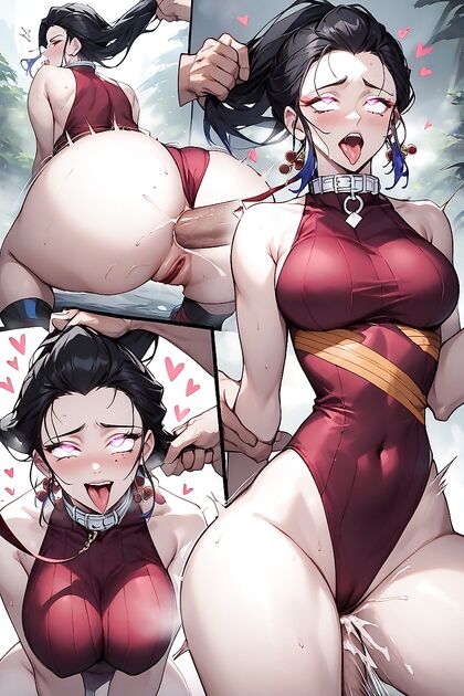 Black-Haired Beauty Enjoying Passionate Hentai Pleasure in Heart-Filled Panels