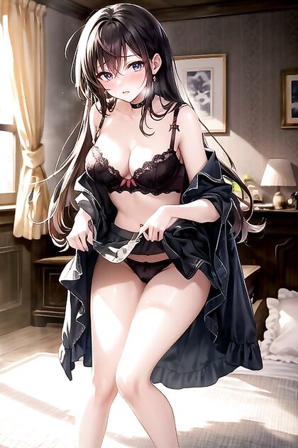 Seductive Skirt Lifting and Sitting Down in naughty Skirt Hentai Images