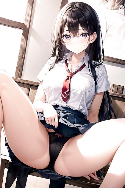 Fit in Uniform Shows Off Her Perfect Body in Front View Hentai Image