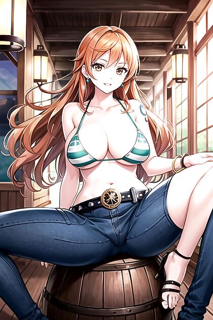 Nami from One Piece Shows Off Her Cleavage in Naughty Nude Hentai Images