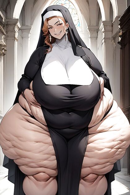 Nun with Small Breasts and Huge Ass in Seductive Hentai Picture
