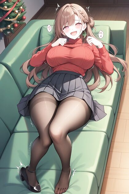 Holly's Blushing cheeks and Black Pleated Skirt in Seductive Hentai Images