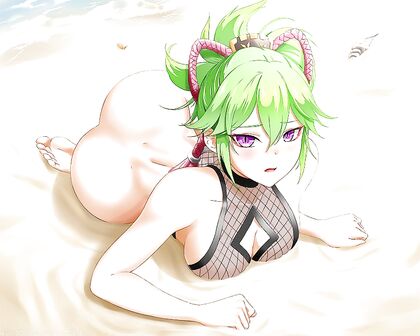Bare-Ass Babe Loses Her Shorties On The Beach - Hentaified XXX Pic!