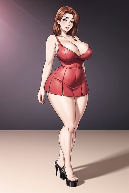 MILF Body Fully Exposed in Stand-Up Hentai Picture