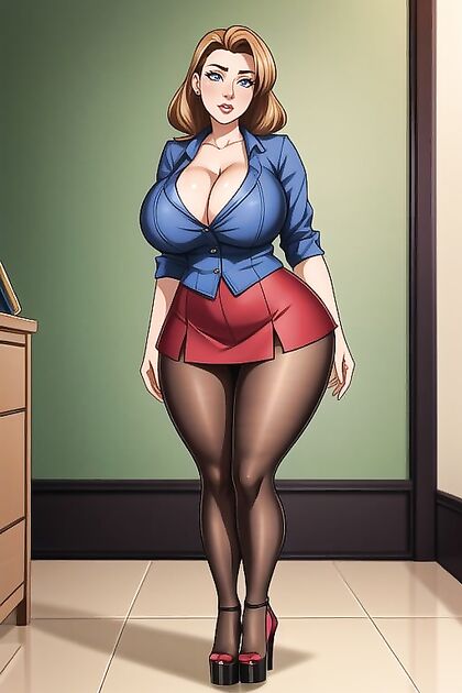 The Pornstar Stands Tall in Platform Heels for Steamy Hentai Picture