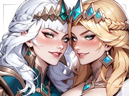 Qiyana and Luxanna Share Intimate Smiles and Blushes in League of Legends hentai AI Porn