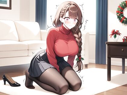 Pale-Skinned Beauty Enjoys  Hentai Picture on the Living Room Couch
