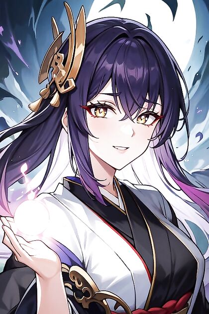 Primordial Eldritch Being With Purple Hair stalks Earth in Human Form, Emitting Seductive Aura