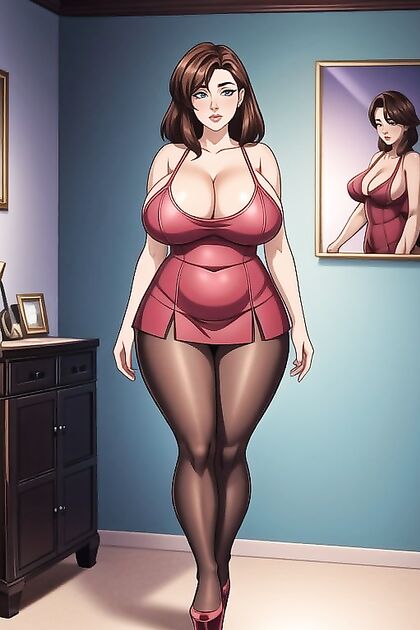 Thick-Thighed MILF Shows Off Her Chunky Body in Seductive Hentai Images