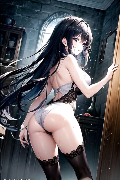 Wet Pussy Revealed in Dimly Lit Room for Steamy Hentai Picture