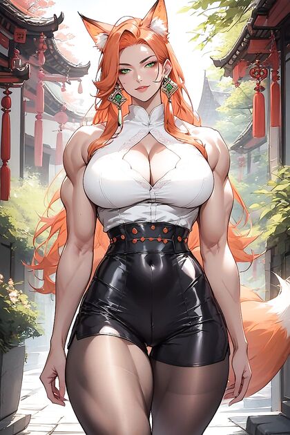 Fox-Eared Cutie with Massive Boobs and Seductive Moles in Naughty Hentai Picture