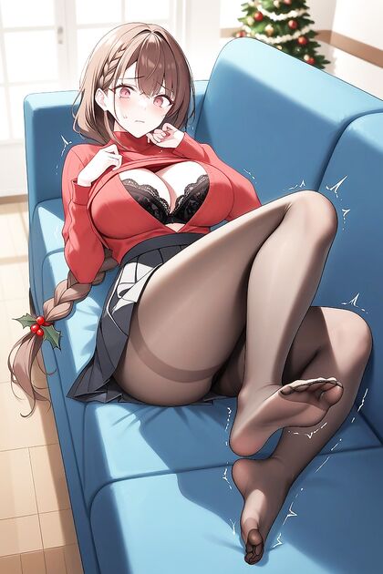 Fair-Skinned Beauty with Pink Eyes Goes Shoeless in Seductive Hentai Images