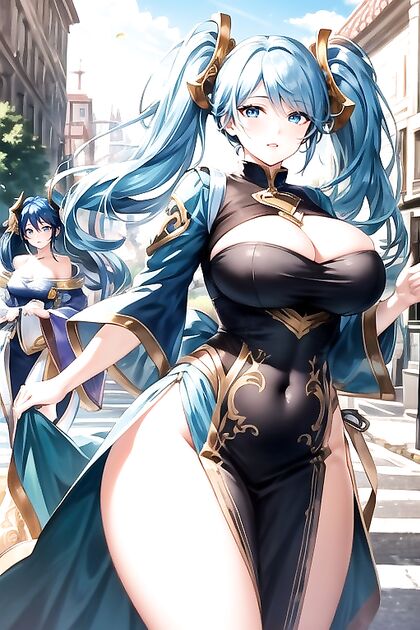 Sona from League of Legends Gets Intimate with Wind-Swept Hairstyles in Hentai AI Picture