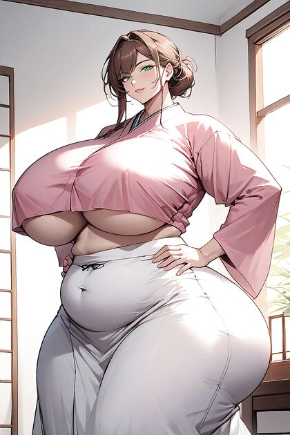 Brown-Haired Babe Shows Off Underboob in Seductive Hentai Image