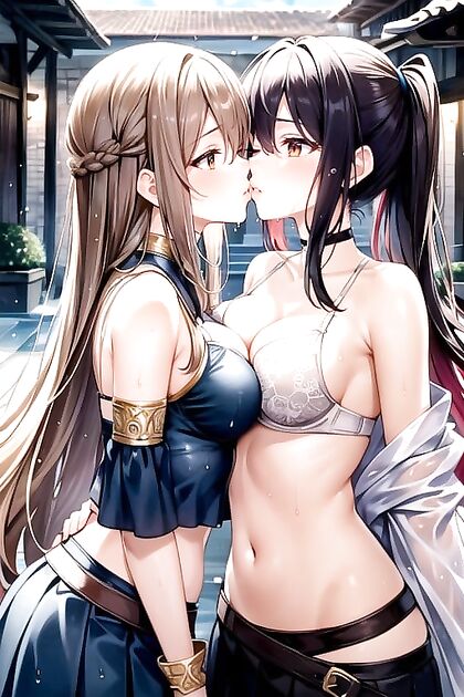 Belly Dancer Kissing Passionately with Her Lover in Erotic Hentai Image