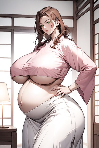 Gigantic Breasts Expand Under Thick Shirt in Steamy Hentai Images