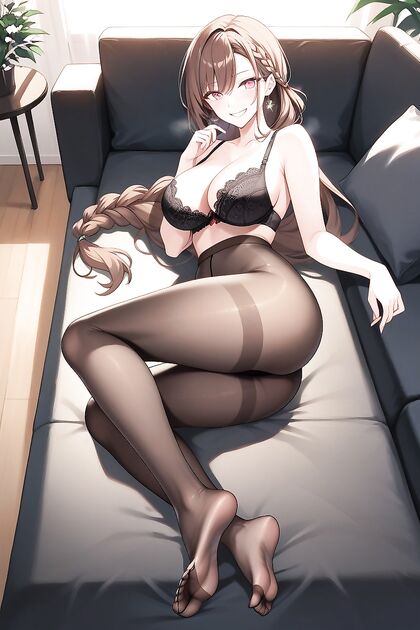 Shrunken Super Heroine in Opaque Black Pantyhose and Unhooked Lace Bra Hentai Picture