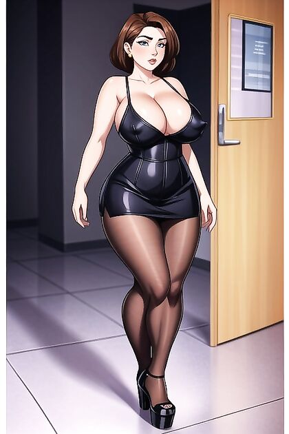 Massive Fake Breasts Nearly Bursting From Tops in Steamy Hentai Images