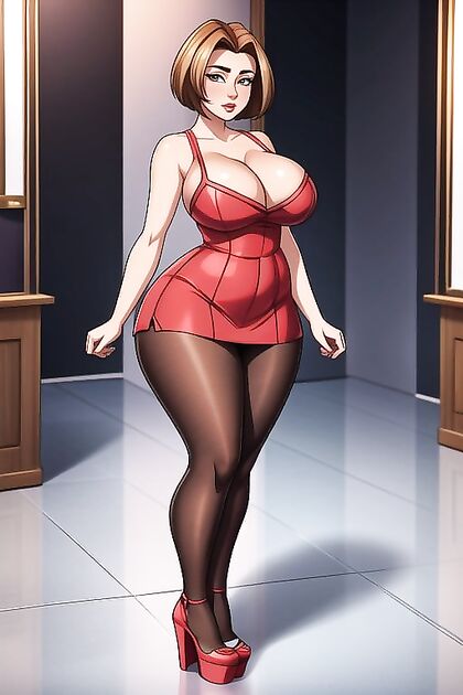 Thick Thighed Chick Shows Off Her Chunky Legs in Stand-Up BlackBob Hentai Picture