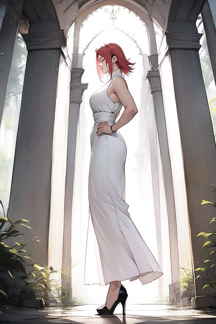 Sakura Haruno in Black Heels and Tight White Dress for Steamy Hentai Images