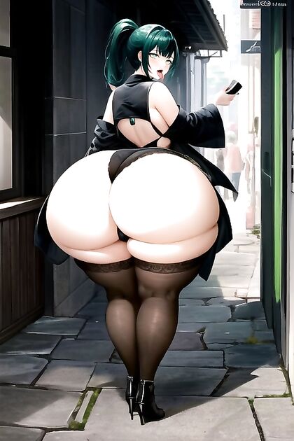Ahegao Side View with an Enormously Curvy Ass in Hentai Picture
