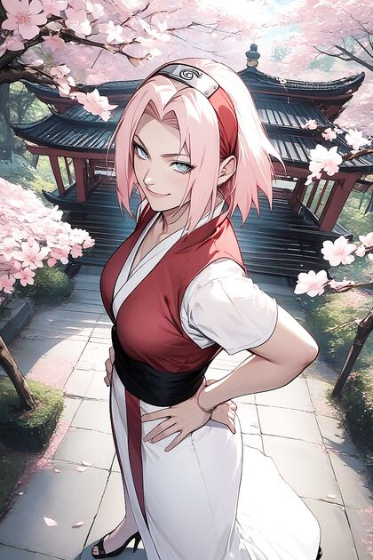 Haruno Sakura's Smug Smile in Top-Down Hentai Pleasure