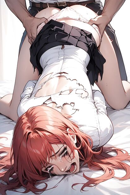 Ripped Clothes, Gagged Mouth, Hands Bound Behind Her in Steamy Hentai Picture