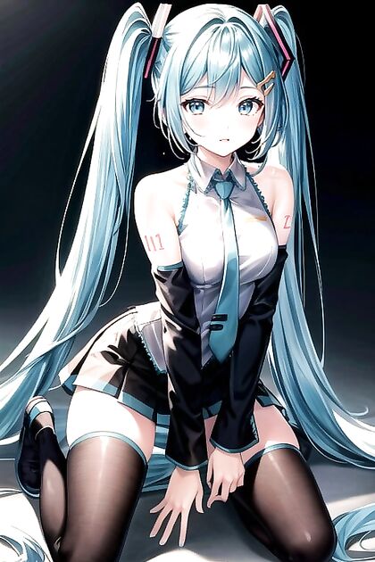 Hatsune Miku Kneels Submissively in Mesmerizing Hentai Picture