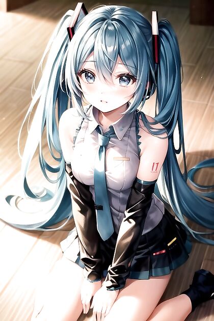 Hatsune Miku Wears Elbow Bras in Seductive Hentai Picture