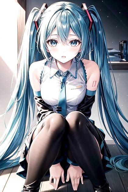 Kneeling Submissive in Detailed Hentai Picture