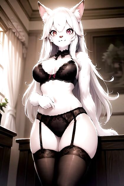 Furry Chick in Sexy Stockings and Lingerie for Steamy Hentai Picture