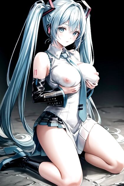 Hatsune Miku Kneels Submissively in Detailed Hentai AI Picture