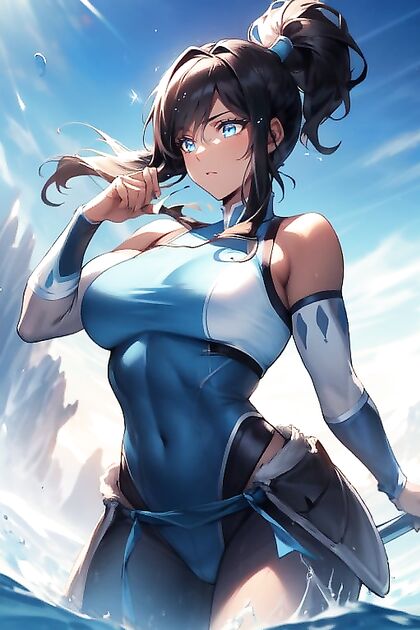 Wet Hair and Bodysuit Picture in Crystal Clear Water Hentai Images