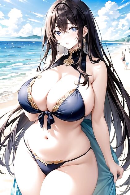 Massive Breasts in Bikinis Heat up the Beach in Steamy Hentai Picture