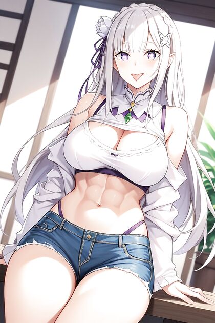 Emilia from Re –Zero Gazing Seductively in Front View Hentai Bliss