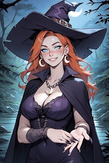 Busty Night Image with SeductiveBat Necklace in hentai Ai Picture