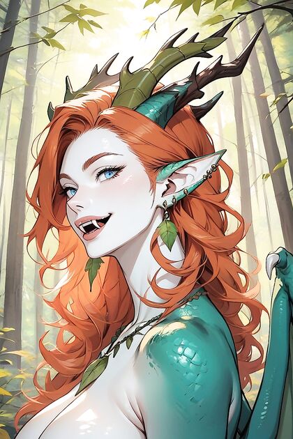 Ginger-Haired Beauty with Earrings and Pierced Nipples in Seductive Hentai Picture
