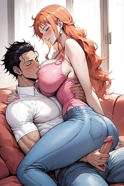 Nami from One Piece Enjoying  Pleasure with a Big Black African Man's Massive Cock