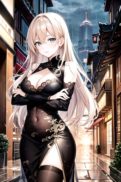 Sunset Rainfall Enhances Small Breasts in Seductive Hentai Images