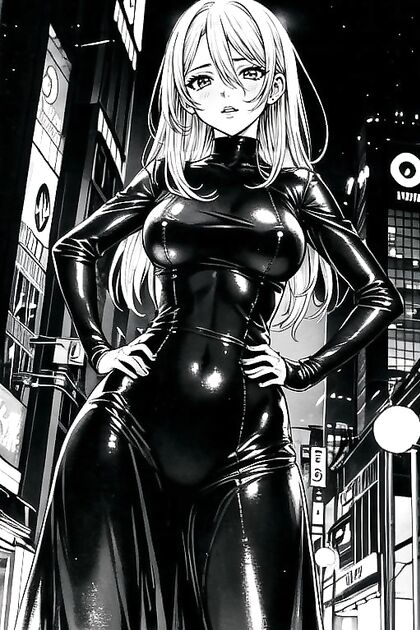Asian Girl 18+ Poses with Hands on Hips in Busty Cityscape Hentai Image