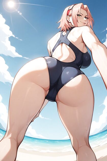 Haruno Sakura Bent Over in Swimsuit for Steamy Hentai Picture