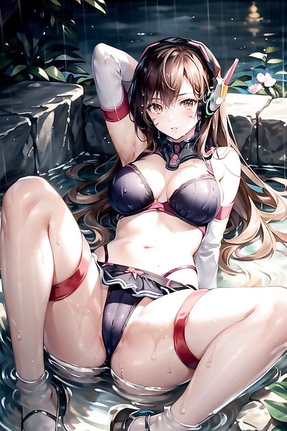 Legs Raised, Arms Crossed – Seductive Undressing in hentai AI Picture
