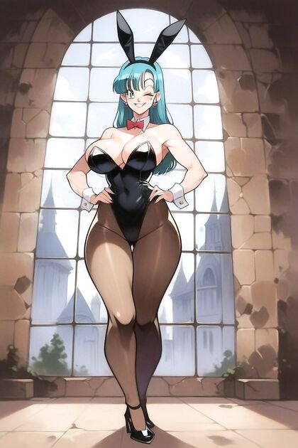 Blue-Eyed Beauty with Large Round Tits Stands for Steamy Hentai Picture