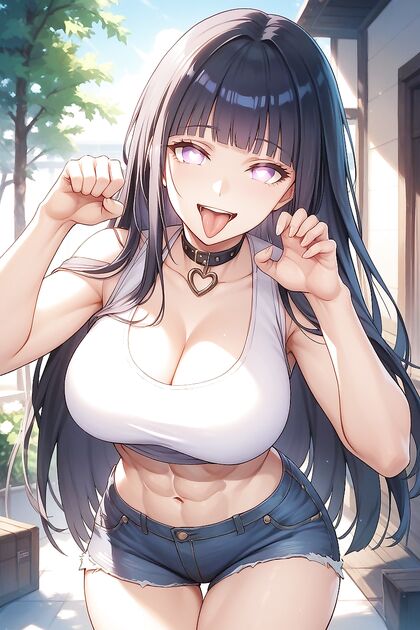 Hyuuga's Abs and Exposed Navel in Steamy Hentai Picture
