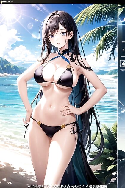 Busty Babe in Sling Bikini Shows Off Her Assets in Ultra-Detailed Hentai Picture