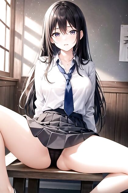Teen 18+ in School Uniform Spreads Her Legs for Seductive Hentai Pleasure